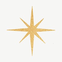 Gold sparkling star collage element psd