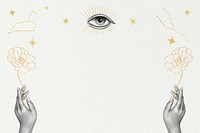 Spiritual illustration, aesthetic white background psd