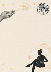 Woman silhouette, spiritual illustration background