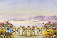 Watercolor floral balcony background. Remixed by rawpixel.