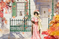Watercolor Victorian woman in Autumn. Remixed by rawpixel.