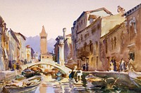 Watercolor aesthetic Venice, Italy background. Remixed by rawpixel.