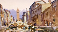 Watercolor aesthetic Venice, Italy desktop wallpaper. Remixed by rawpixel.
