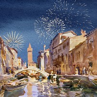 Watercolor festive Venice, Italy background. Remixed by rawpixel.