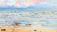 Watercolor beach desktop wallpaper. Remixed by rawpixel.