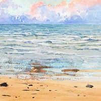 Watercolor beach background. Remixed by rawpixel.