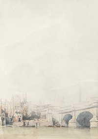Bridge in Venice watercolor beige background. Remixed by rawpixel.