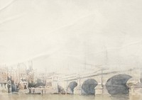 Bridge in Venice watercolor beige background. Remixed by rawpixel.