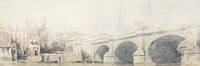 Bridge in Venice watercolor beige blog banner. Remixed by rawpixel.