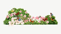 Watercolor flower bush collage element psd. Remixed by rawpixel.