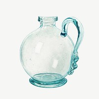 Watercolor glass vase collage element psd. Remixed by rawpixel.