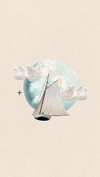 Watercolor sailboat mobile wallpaper. Remixed by rawpixel.