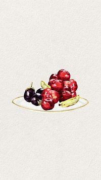 Fruits watercolor  mobile wallpaper. Remixed by rawpixel.