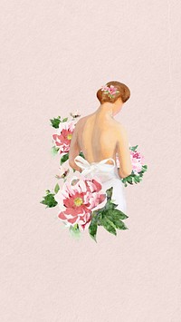 Watercolor bride mobile wallpaper. Remixed by rawpixel.