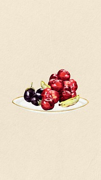 Fruits watercolor  mobile wallpaper. Remixed by rawpixel.