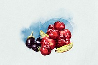 Fruits watercolor  collage element. Remixed by rawpixel.