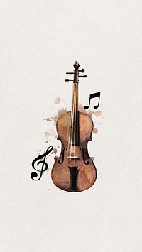 Aesthetic watercolor cello mobile wallpaper. Remixed by rawpixel.