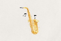 Saxophone watercolor collage element. Remixed by rawpixel.