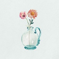 Watercolor flower vase collage element. Remixed by rawpixel.