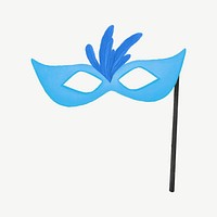 Blue masquerade mask collage element psd