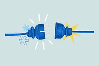 Blue electrical plugs collage element psd