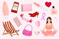 Feminine aesthetic collage element set psd