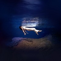 Woman floating underwater background. Remixed by rawpixel. 
