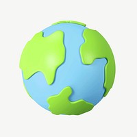 3D Earth globe, collage element psd