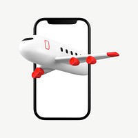 3D online flight booking, collage element psd