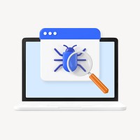 3D computer virus detected, element illustration