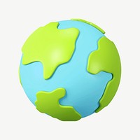 3D Earth globe, collage element psd