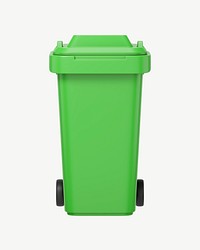 3D green bin, collage element psd