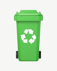 3D recycling bin, collage element psd