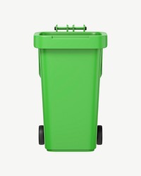 3D green bin, collage element psd