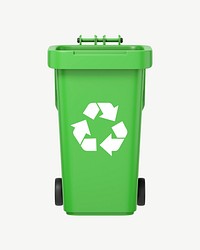 3D recycling bin, collage element psd