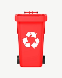 3D recycling bin, collage element psd