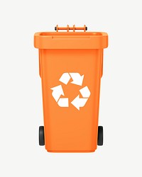 3D recycling bin, collage element psd