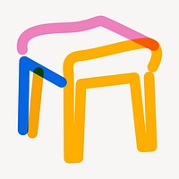 Colorful piano chair pop doodle line art vector