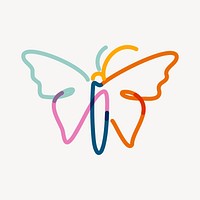 Colorful butterfly pop doodle line art vector