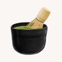 Matcha tea, Japanese drinks illustration