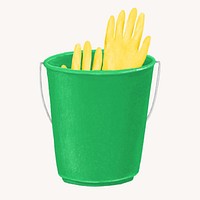 Green bucket, cleaning supply illustration