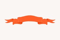 Orange ribbon banner, aesthetic illustration