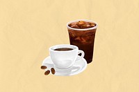 Cafe coffee, yellow aesthetic background