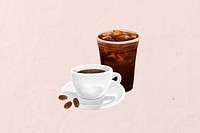 Cafe coffee, pink aesthetic background