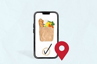 Online grocery delivery aesthetic illustration background