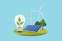 Clean energy aesthetic illustration blue background