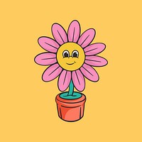 Flower character, colorful retro illustration vector