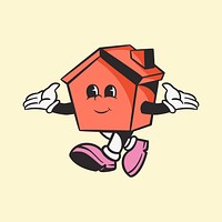 House character, colorful retro illustration vector