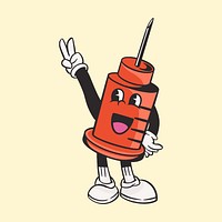 Needle character, colorful retro illustration