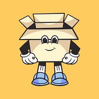 Box character, colorful retro illustration